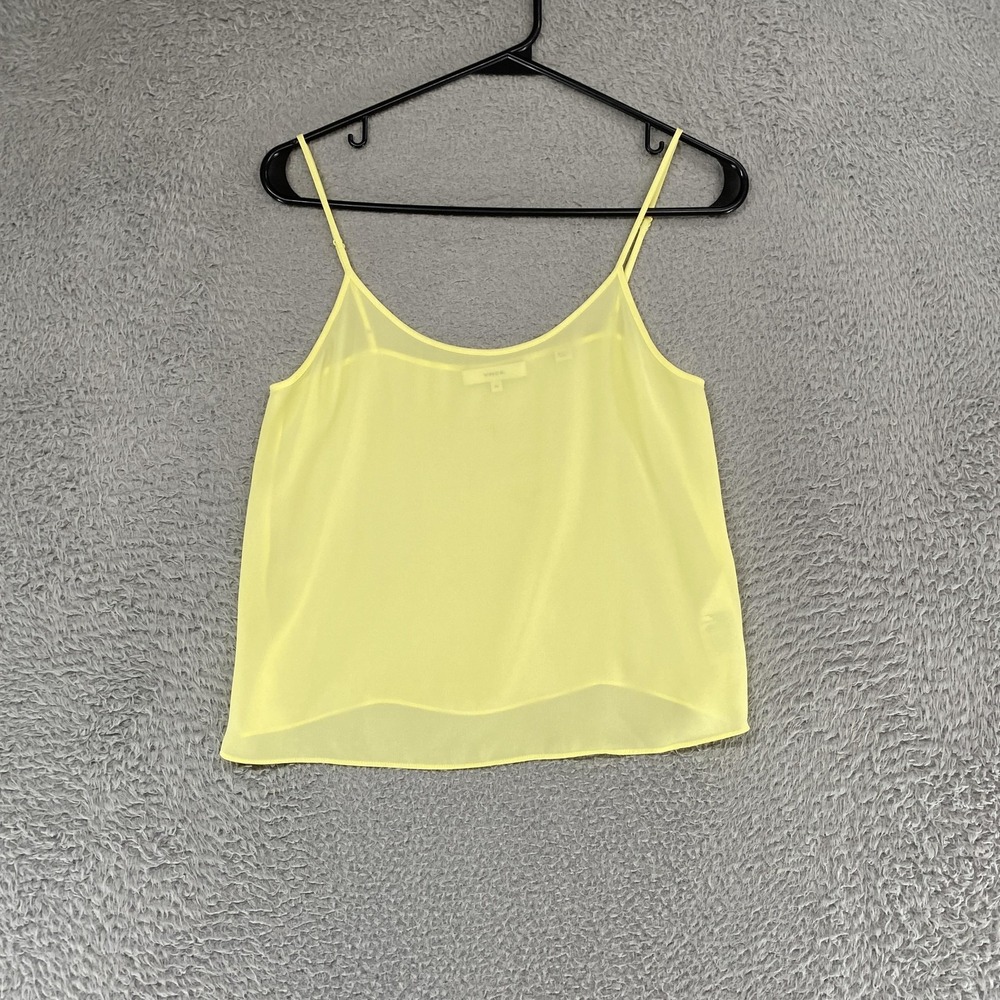 Vince Cami‎ Tank Top Womens XS Butter Yellow Layering Tanktop Summer Semi Sheer